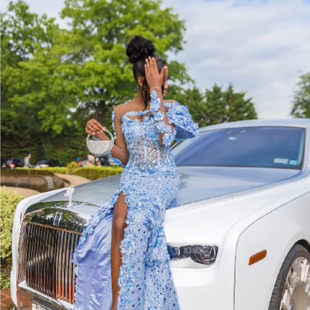 Stunning Light Blue Off-Shoulder Prom Dress